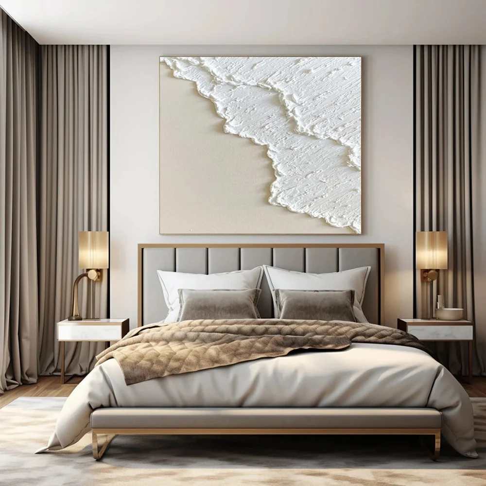 Format Hand-painted Living White Office Abstract Canvas Artwork 3EJKP